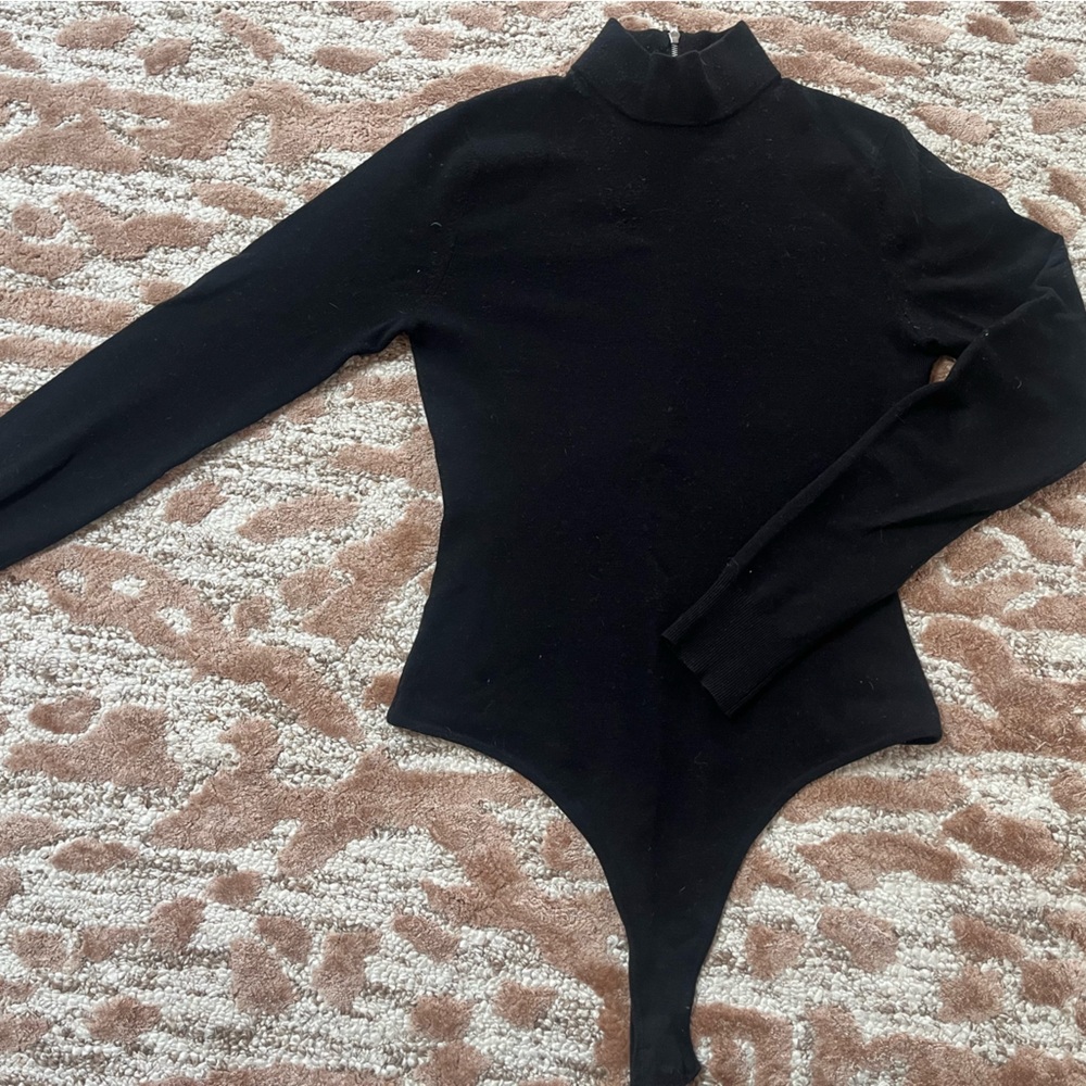 Autumn Cashmere Knit Bodysuit w/ Back Zip (Thong) – Black – Size S